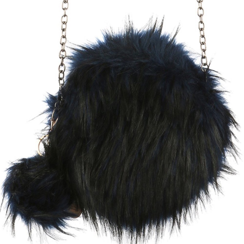 $10 ✿ FAUX FUR ROUND CROSS-BODY BAG